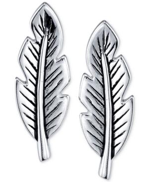 Unwritten Feather Drop Earrings In Sterling Silver
