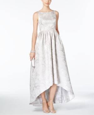 Adrianna Papell Floral-jacquard High-low Gown