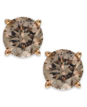 14k Rose Gold Champagne Diamond Stud Earrings (3/4 Ct. T.w.)