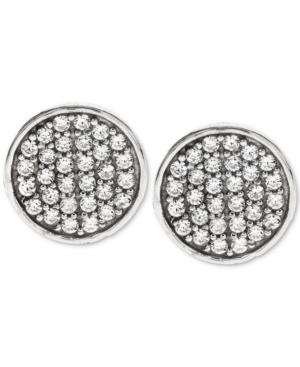 Sutton By Rhona Sutton Men's Black-tone Sterling Silver & Jet Cubic Zirconia Stud Earrings