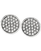 Sutton By Rhona Sutton Men's Black-tone Sterling Silver & Jet Cubic Zirconia Stud Earrings