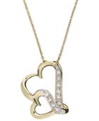 Diamond Necklace, 18k Gold Over Sterling Silver Double Wavy Heart Diamond Pendant (1/10 Ct. T.w.)