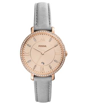 Fossil Women's Jacqueline Gray Leather Strap Watch 36mm