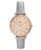 Fossil Women's Jacqueline Gray Leather Strap Watch 36mm