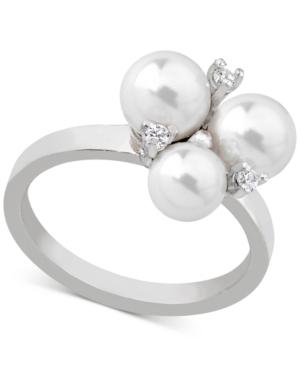 Majorica Silver-plated Imitation Pearl & Cubic Zirconia Ring