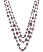 2028 Silver-tone Multi-bead Triple Layer Necklace, A Macy's Exclusive Style
