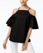 Alfani Prima Flutter-sleeve Cold-shoulder Top, Only At Macy's
