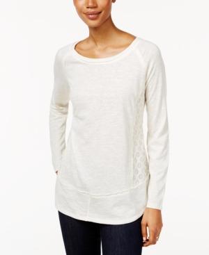 Style & Co Petite Mixed-media Top, Only At Macy's