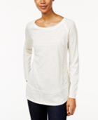 Style & Co Petite Mixed-media Top, Only At Macy's