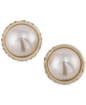 Carolee Gold-tone Imitation Pearl Large Stud Clip-on Earrings