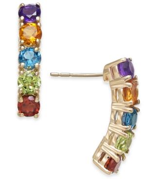Multi-gemstone Curve Drop Earrings (2-3/8 Ct. T.w.) In 14k Gold