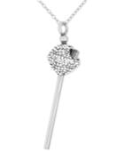 Sis By Simone I Smith Platinum Over Sterling Silver Necklace, White Crystal Mini Lollipop Pendant