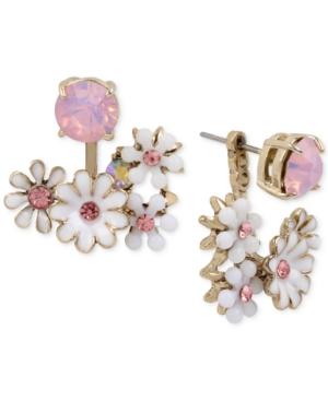 Betsey Johnson Gold-tone Flower & Crystal Earring Jackets