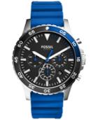 Fossil Men's Chronograph Crewmaster Blue Silicone Strap Watch 46mm Ch3055