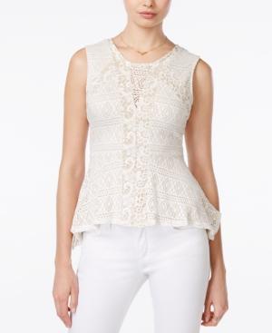 Bar Iii Crochet Peplum Top, Only At Macy's