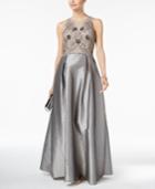 Adrianna Papell Beaded Pleated Gown