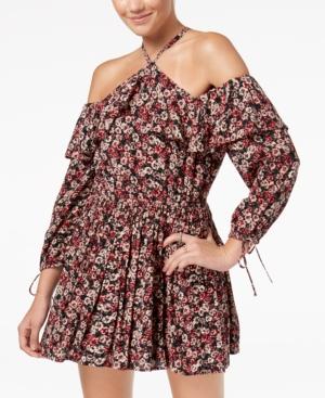 American Rag Juniors' Printed Cold-shoulder Peasant Dress, Created For Macy's