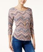 Almost Famous Juniors' Printed High-low Necklace Top
