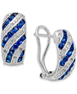 Sapphire (1 Ct. T.w.) And Diamond Accent Omega Earrings In Sterling Silver