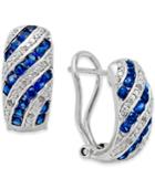 Sapphire (1 Ct. T.w.) And Diamond Accent Omega Earrings In Sterling Silver