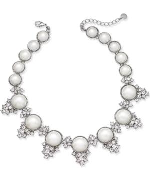 Charter Club Silver-tone Crystal & Imitation Pearl Statement Necklace, Created For Macy's