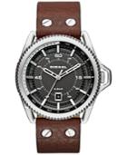 Diesel Men's Rollcage Dark Brown Leather Strap Watch 50x46mm Dz1716
