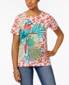 Alfred Dunner Parrot Graphic Floral-print Top