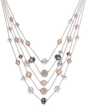Inc International Concepts Rose Gold-tone Multi-stone Layer Necklace, Only At Macy's