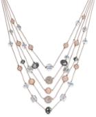 Inc International Concepts Rose Gold-tone Multi-stone Layer Necklace, Only At Macy's