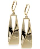Anne Klein Gold-tone Twisted Metallic Drop Hoop Earrings
