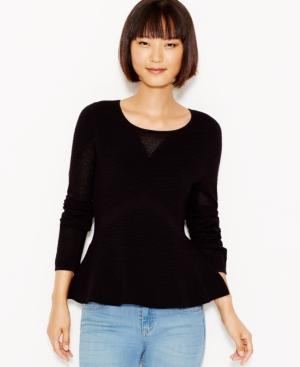 Bar Iii Long-sleeve Peplum Sweater, Only At Macy's