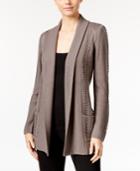 Ny Collection Petite Cable-knit Open-front Cardigan
