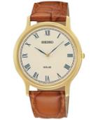 Seiko Men's Solar Brown Leather Strap Watch 38mm Sup876