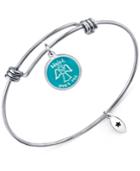 Unwritten Watch Over Me Adjustable Message Bangle Bracelet In Stainless Steel