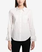 Calvin Klein Bow Ruffle Button-front Shirt