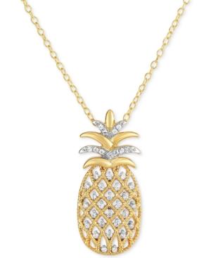 Diamond Pineapple Pendant Necklace (1/4 Ct. T.w.) In 14k Gold Over Silver