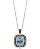Le Vian Chocolatier Aquamarine (3/4 Ct. T.w.) And Diamond (1/2 Ct. T.w.) Square Pendant Necklace In 14k White Gold