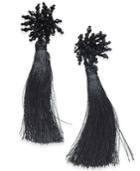 Thalia Sodi Black-tone Bead & Tassel Linear Drop Earrings, Created For Macy's
