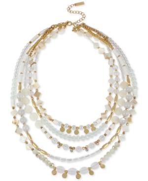 M. Haskell For Inc Gold-tone White Beaded Layer Necklace, Only At Macy's
