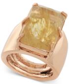 Vince Camuto Rose Gold-tone Large Stone Adjustable Ring
