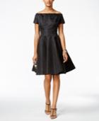 B Michael Off-the-shoulder Brocade Fit & Flare Dress