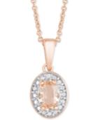 Morganite (3/4 Ct. T.w.) & Diamond Accent 18 Pendant Necklace In 18k Rose Gold-plated Sterling Silver