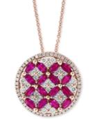 Amore By Effy Certified Ruby (1-1/2 Ct. T.w.) & Diamond (7/8 Ct. T.w.) 18 Pendant Necklace In 14k Rose Gold