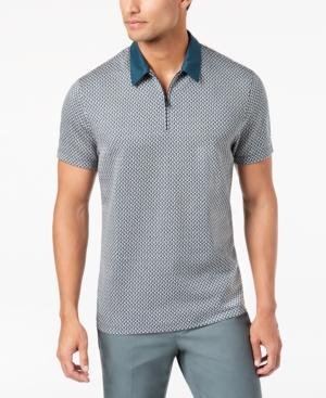 Alfani Men's Two-tone Quarter-zip Polo, Created For Macy's