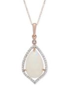 Opal (2-1/4 Ct. T.w.) And Diamond (1/6 Ct. T.w.) Pendant Necklace In 14k Rose Gold