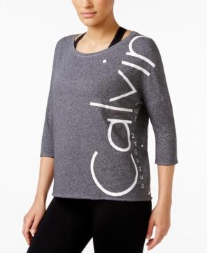 Calvin Klein Performance Three-quarter-sleeve Logo Top