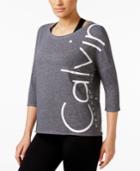 Calvin Klein Performance Three-quarter-sleeve Logo Top