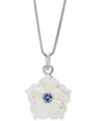 Mother-of-pearl & Tanzanite (1/4 Ct. T.w.) Flower 18 Pendant Necklace In Sterling Silver