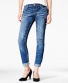 Ariya Juniors' Cuffed Embroidered-pocket San Juan Wash Skinny Jeans