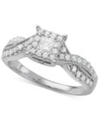 Diamond Princess Twist Engagement Ring (3/4 Ct. T.w.) In 14k White Gold